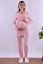 Cotton Maternity Pajama Set with Breastfeeding Feature - Elastic Waist Effortt - Pink - 2
