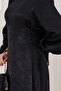 Banu Side Lace-Up Satin Evening Dress-Black - 4