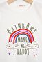 Zero Sleeve Rainbow Printed Striped Ecru Khaki Color Girls Shorts Suit - 2