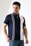 Men's Striped Stripe Detailed Cotton Polo Neck T-Shirt - 4