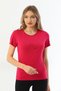 Women's Crew Neck Stone Detailed Short Sleeve T-Shirt-Fuchsia Purple - 3