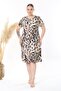 Women's Brown Beige Tiger Pattern Midi Dress - 4