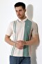 Men's Striped Stripe Detailed Cotton Polo Neck T-Shirt - 4