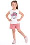 Zero Sleeve Rainbow Printed Striped Ecru Red Color Girls Shorts Suit