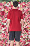 Men's Shorts Tshirt Pajama Set 25256 Red - 2