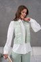 Women's Front and Back Embroidered Pearl and Stone Detailed Linen Vest and Pants Two-Piece Set - 4