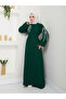Women's Leaf Embroidered Abaya Ferace Dress - 6