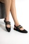 Black Women's Trock Standing Detailed Detaled Ulaşmez Soft Ground Ballerinas - 3