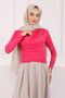 Fuchsia Turtleneck Draped Sandy Blouse - 2