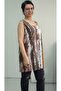 Coffee Mustard White Pattern Thick Strap Combed Viscose T-Shirt - 5