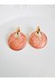 Mother of Pearl Pink Hoop Earrings 4 cm - 3