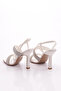 2032 Women's Thick-Strapped and Cross-Strapped Silver Stone Heeled Shoes - 3