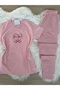 Pink Mini Heart Patterned Cotton Short Sleeve Knitted Pajamas Set - 8