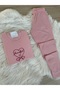 Pink Mini Heart Patterned Cotton Short Sleeve Knitted Pajamas Set - 2