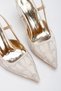 Women's Thin Style Heeled Open Back Stone Embroidered Very Stylish Evening Dress Shoes - 4