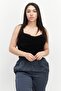 Women V-Neck Sleeveless Textured Tank Top, Black
