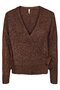 Women Surplice Neck Knitted Cardigan, Brown - 2