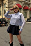 Special Design Blue Striped Crop Blouse - Cufflinks, Bc 241172 - 5