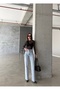 Women's Snow Wash Blue Color Special Design Denim Straight Palazzo Pants With Shiny Stones - 8