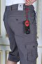 Gray Men's Slim Fit Capri Lycra Gabardine Bermuda with Cargo Pockets Below the Knee - 6