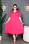 Bamboo V-Neck Lace Detailed Skirt Flared Dress Plus Size 6XL - 6