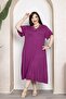 Bamboo V-Neck Lace Detailed Skirt Flared Dress Plus Size 6XL - 6