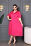 Bamboo V-Neck Lace Detailed Skirt Flared Dress Plus Size 6XL - 4