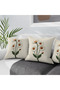 Daisy Punch Embroidery Pattern Cream Background Luxury Velvet Fabric Digital Printed 2-Piece Throw Pillow Cover - 5