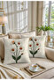 Daisy Punch Embroidery Pattern Cream Background Luxury Velvet Fabric Digital Printed 2-Piece Throw Pillow Cover