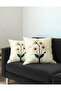 Daisy Punch Embroidery Pattern Cream Background Luxury Velvet Fabric Digital Printed 2-Piece Throw Pillow Cover - 2