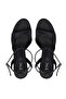 Women's Vegan Black Satin Heeled Shoes - 5