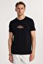 Men's Slim Fit Slim Fit 100% Cotton Soft Texture Printed Black Crew Neck T-Shirt - 4