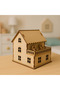Wooden Paintable Model Toy and Painting Set, Wooden Puzzle Toy Hanging Mansion Project Homework Model
