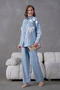 Women's Embroidered Rose Flower and Stone Decorated Bow Ribbon Detailed Denim Shirt and Denim Trousers Set