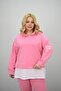 Women's Large Size Long Sleeve Hooded Rubber Leg Sweatpants Set 8180-25 - 3