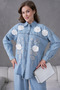 Women's Embroidered Summer Denim Shirt Double Set - 2