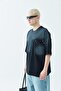 Washed Oversize T-Shirt with Pocket Detail Black - 7