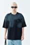 Washed Oversize T-Shirt with Pocket Detail Black