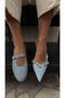 Disco Denim Studded Rhinestone Ballet Flats