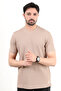 Men's bicycle collar waffle fabric textured t-shirt mink - 2709 - 3