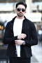 Men's Snap Closure Textured Knitted Shirt Black - 16788 - 4