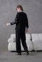 Women's Embroidered Front Collar and Cuff Denim Detail Linen Shirt and Pants Two-Piece Set - 7
