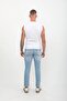 Men's Slim Fit Regular Waist Straight Cut Narrow Leg Lycra Light Blue Jean Trousers - 8