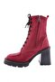Round Toe Front Lace up Thick Sole Women's Heeled Boots Burgundy Bouncer Suede 26553285 - 3
