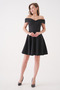 Flexible Scuba Fabric Kiss Neckline Black Evening Dress Graduation Dress 019 - 7