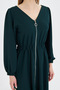 Women's Emerald Front Back V Neck Front Zipper Long Sleeve Midi Length Dress Arm-25Y 001002 - 3
