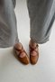 Sarre Tan Women's Ballerinas with Cross Piping Detail