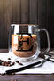 Double Walled Borosilicate 350ml Lettered Glass Mug Cup Kw-384