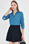 Women's Light Turquoise Long Sleeve Plain Shirt Arm-18Y 001176 - 6