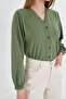 Women's Green Elastic Sleeve Wrapped Shirt Arm-24K 001002 - 2